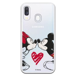 Funda Oficial Disney Mickey Y Minnie Beso Transparente para Samsung Galaxy A40