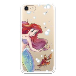 Funda Oficial Disney Sirenita y Sebastian Transparente para iPhone 8 - La Sirenita
