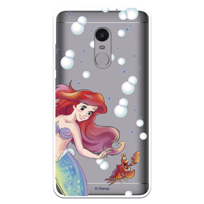 Funda Oficial Disney Sirenita y Sebastián Transparente para Xiaomi Redmi Note 4 - La Sirenita