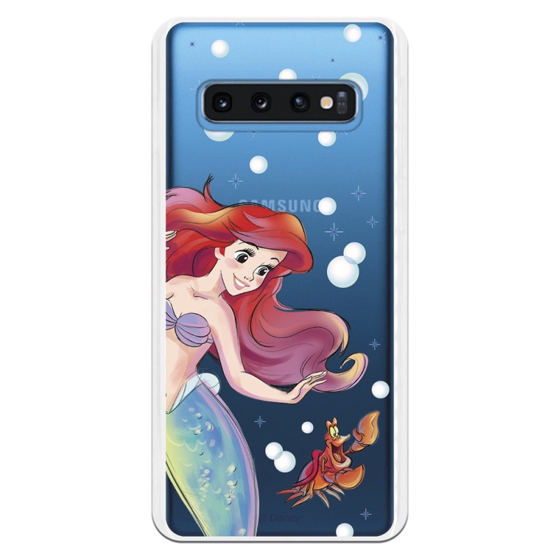 Funda Oficial Disney Sirenita y Sebastián Transparente para Samsung Galaxy S10 - La Sirenita