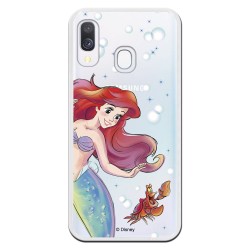 Funda Oficial Disney Sirenita y Sebastián Transparente para Samsung Galaxy A40 - La Sirenita