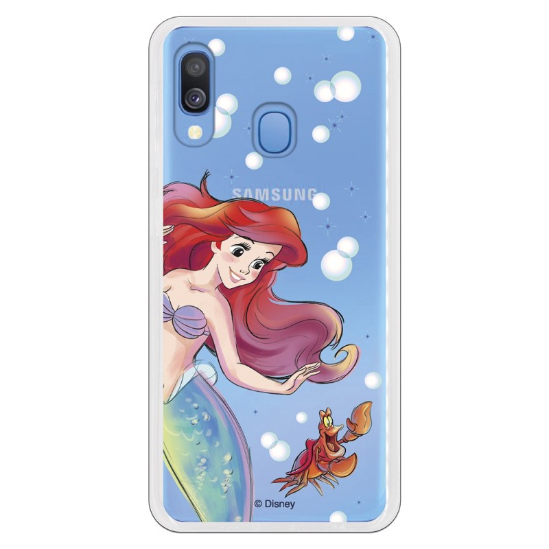 Funda Oficial Disney Sirenita y Sebastián Transparente para Samsung Galaxy A20e - La Sirenita