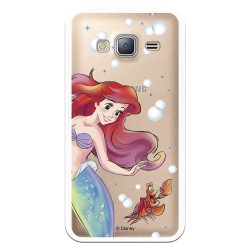 Funda Oficial Disney Sirenita y Sebastián Transparente para Samsung Galaxy J3 2016 - La Sirenita