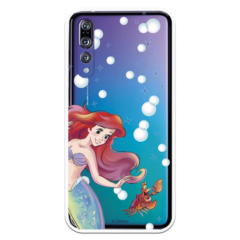 Funda Oficial Disney Sirenita y Sebastián Transparente para Huawei P20 Pro - La Sirenita