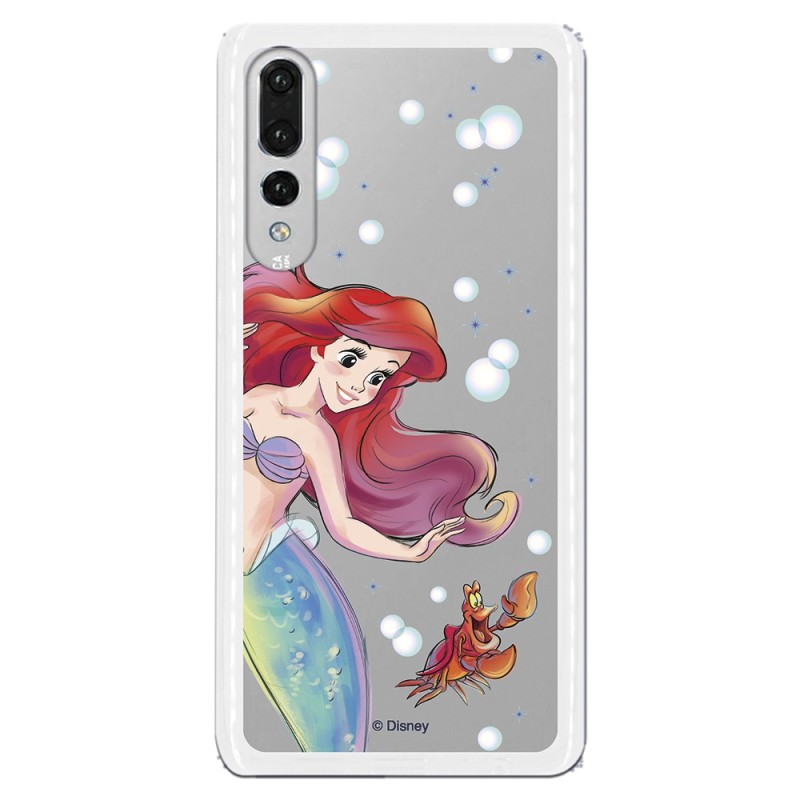 Funda Oficial Disney Sirenita y Sebastián Transparente para Huawei P30 - La Sirenita