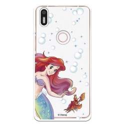 Funda Oficial Disney Sirenita y Sebastián Transparente para Bq Aquaris X5 Plus - La Sirenita