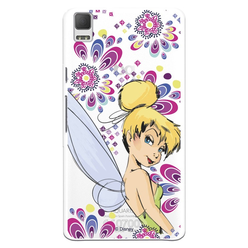 Funda Oficial Disney Campanilla Flores Transparente para Bq Aquaris E5 4G - Peter Pan