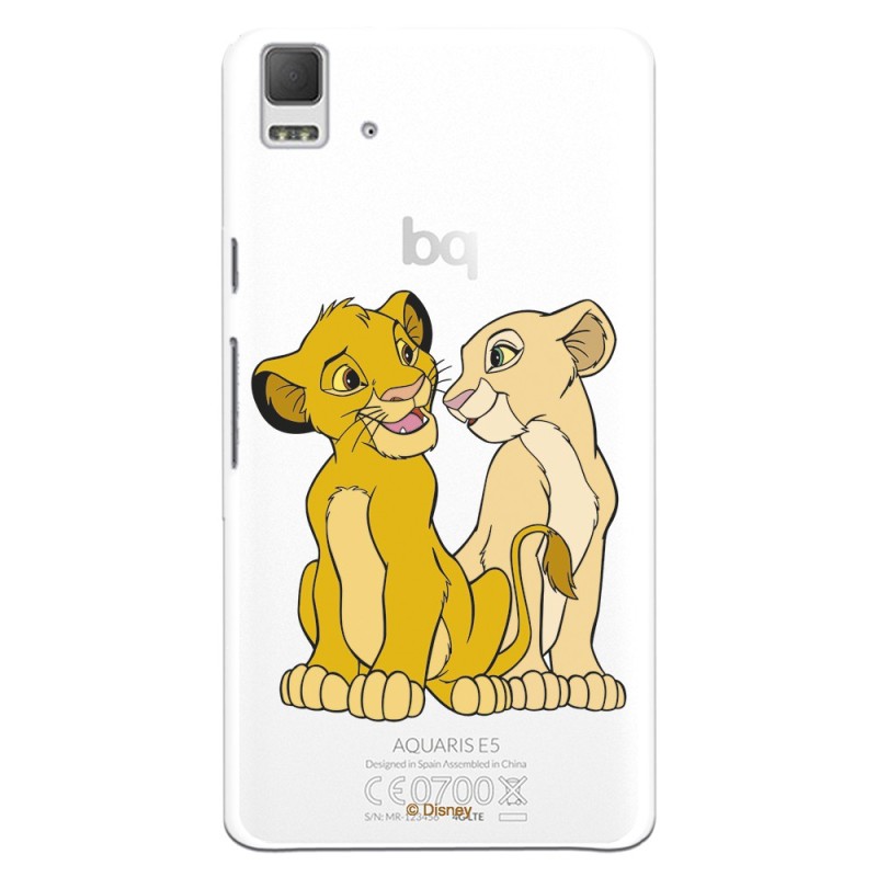 Funda Oficial Disney Simba y Nala transparente para Bq Aquaris E5 4G - El Rey León