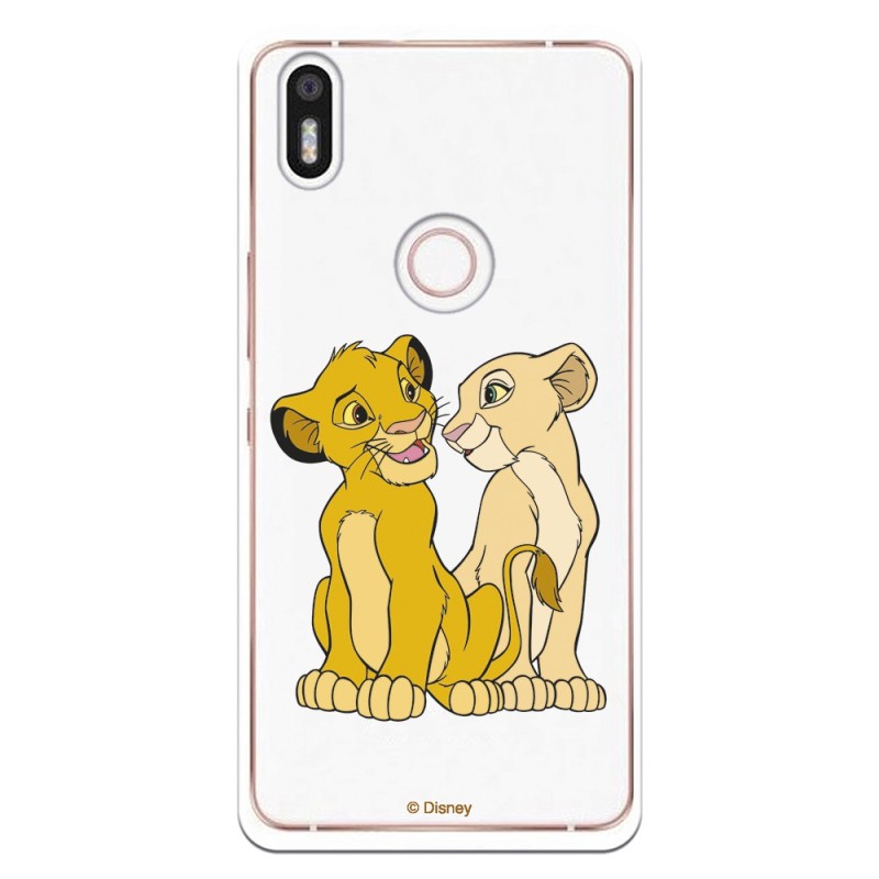 Funda Oficial Disney Simba y Nala transparente para Bq Aquaris X5 Plus - El Rey León