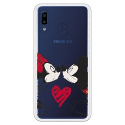 Funda para Samsung Galaxy A20e Oficial de Disney Mickey y Minnie Beso - Clásicos Disney