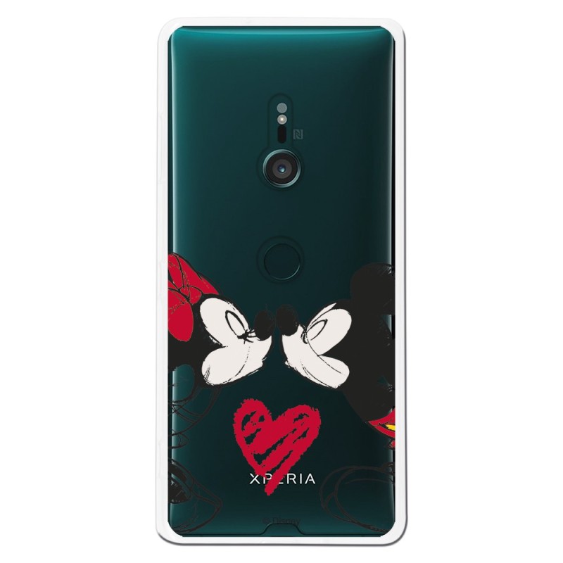 Funda para Sony Xperia XZ3 Oficial de Disney Mickey y Minnie Beso - Clásicos Disney