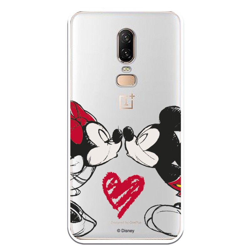 Funda para OnePlus 6 Oficial de Disney Mickey y Minnie Beso - Clásicos Disney