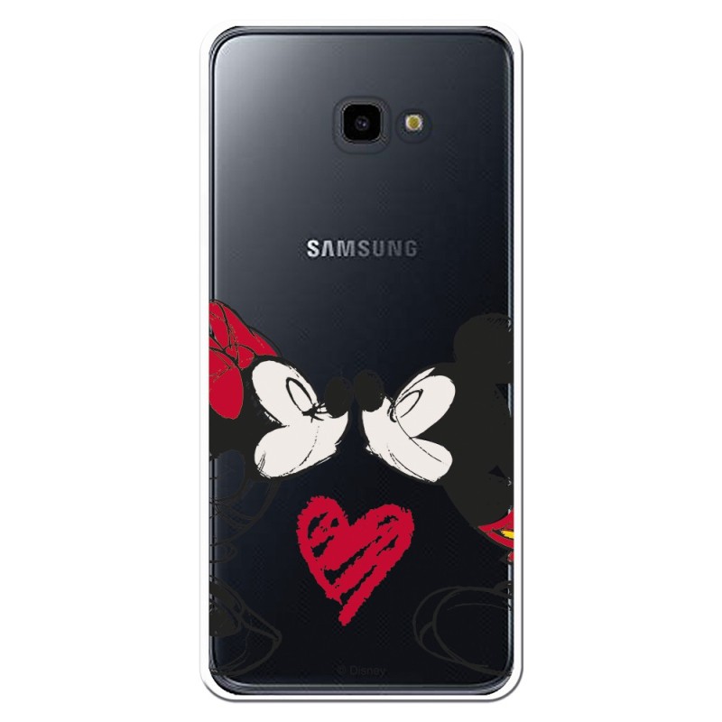 Funda para Samsung Galaxy J4 Plus Oficial de Disney Mickey y Minnie Beso - Clásicos Disney