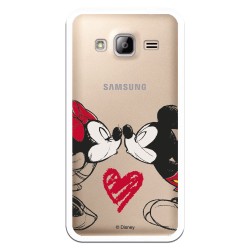 Funda para Samsung Galaxy J3 2016 Oficial de Disney Mickey y Minnie Beso - Clásicos Disney