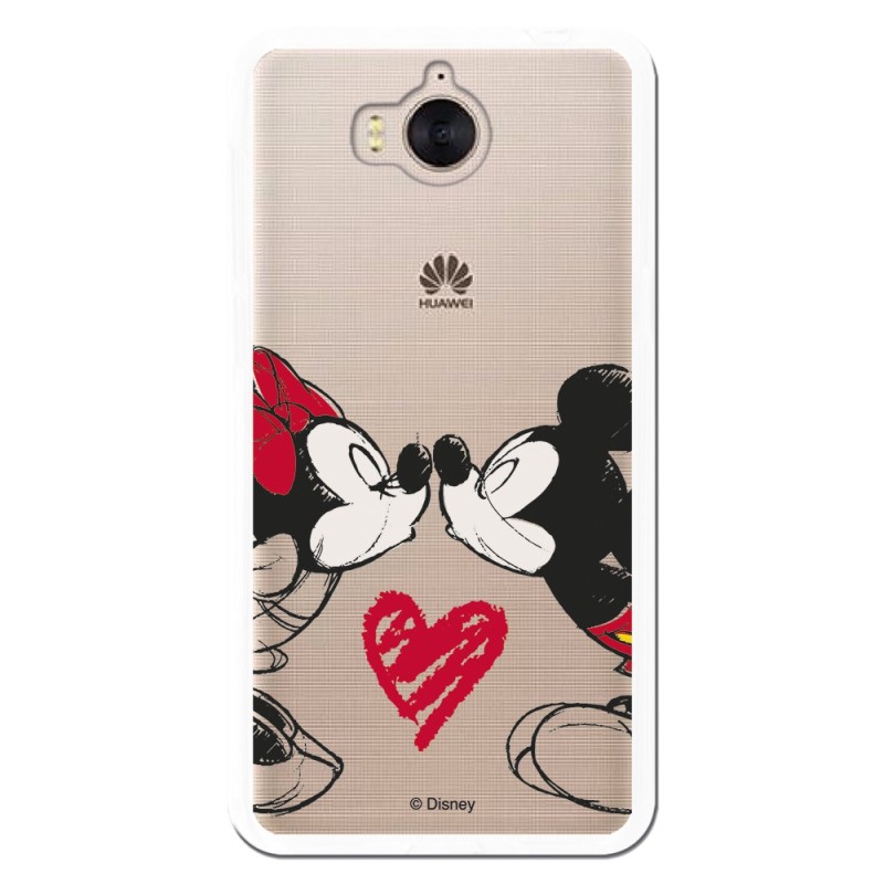 Funda para Huawei Y6 2017 Oficial de Disney Mickey y Minnie Beso - Clásicos Disney