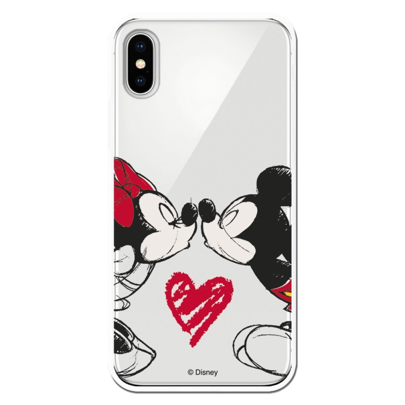 Funda para iPhone X Oficial de Disney Mickey y Minnie Beso - Clásicos Disney