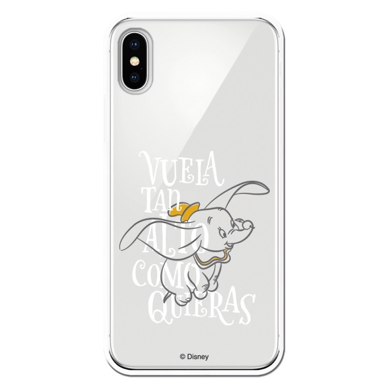 Funda Oficial Disney Dumbo Vuela tan alto Clear para iPhone X