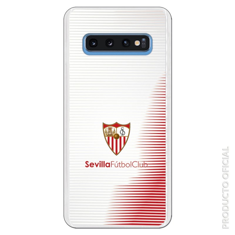 Funda Oficial Sevilla Rayas blancas y rojas sobre fondo gris  para Samsung Galaxy S10