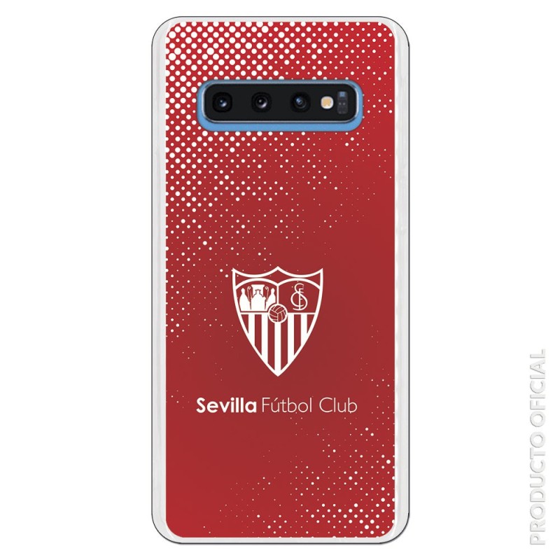 Funda Oficial Sevilla trama y escudo blanco sobre fondo rojo  para Samsung Galaxy S10