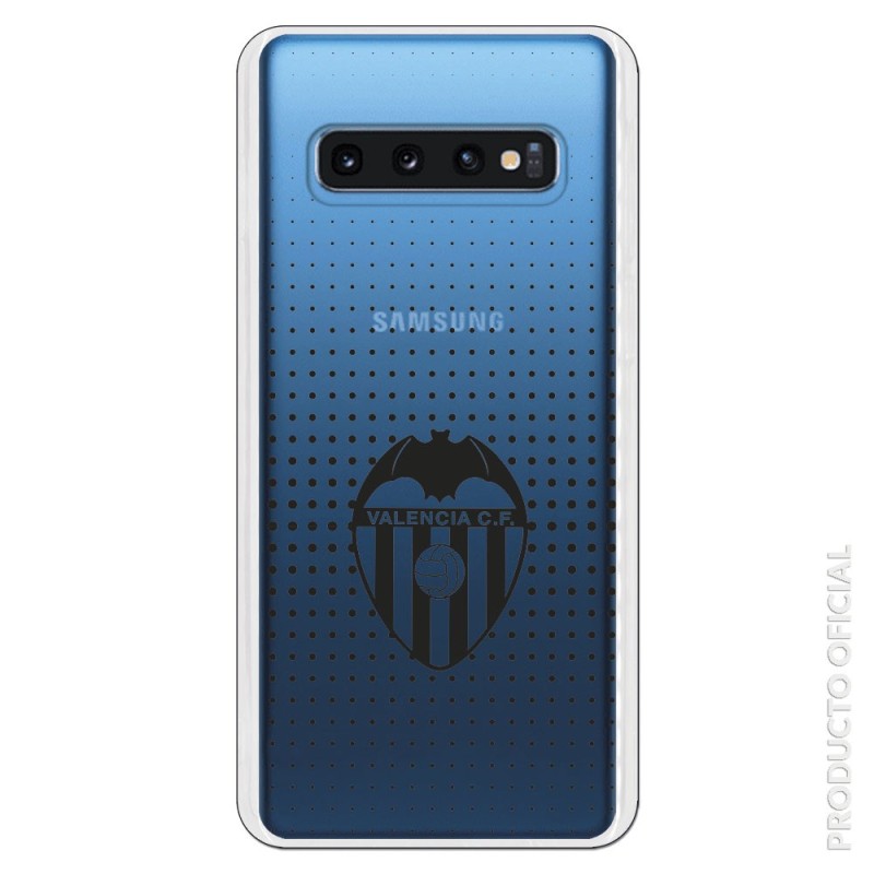 Funda Oficial Valencia Escudo Transparente Negro Trama para Samsung Galaxy S10