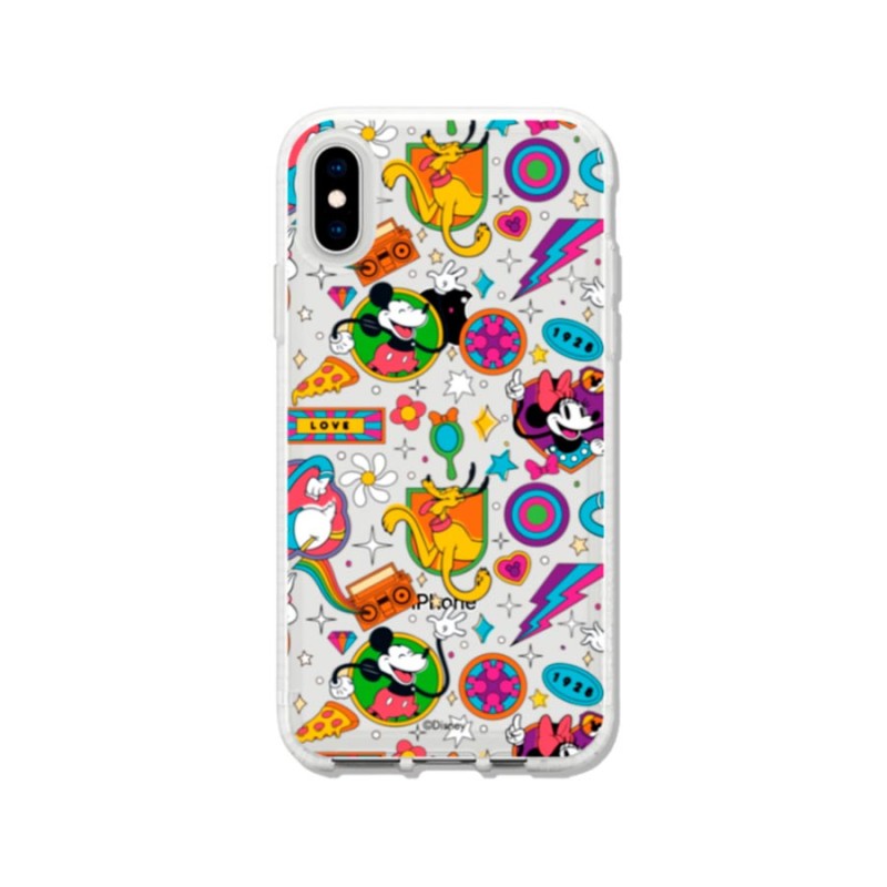 Funda para iPhone XS Oficial de Disney Mickey y Minnie Patrón Retro Premium - Clásicos Disney