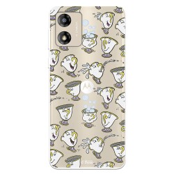 Funda para Motorola Moto E13 Oficial de Disney Chip Potts Siluetas - La Bella y la Bestia