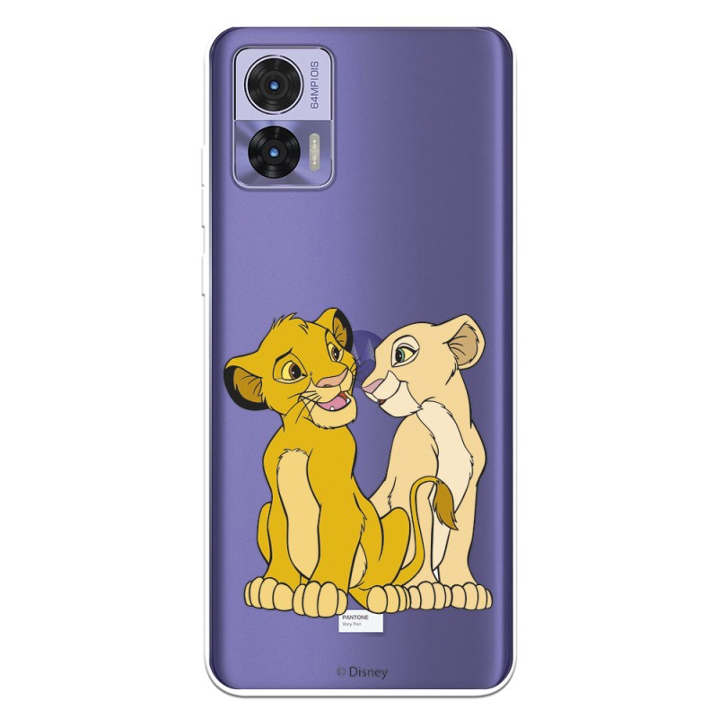 Funda para Motorola Edge 30 Neo Oficial de Disney Simba y Nala Silueta - El Rey León