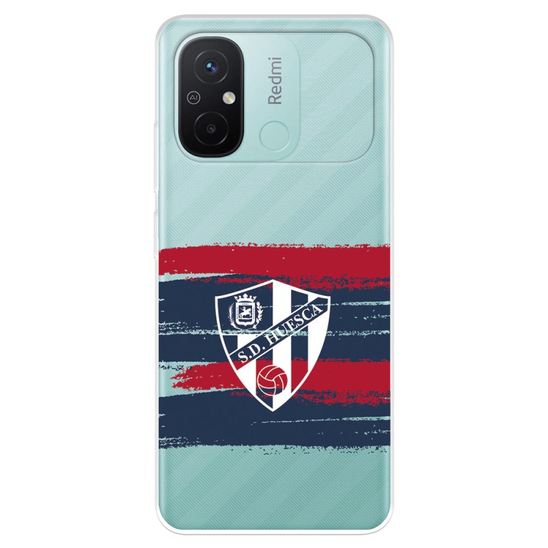 Funda para Xiaomi Redmi 12C del SD Huesca Rayas Transparente  - Licencia Oficial SD Huesca