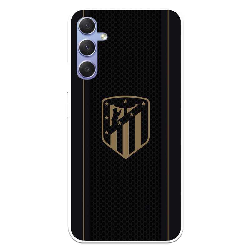 Funda para Samsung Galaxy A34 5G del Atlético de Madrid Escudo Dorado Fondo Negro  - Licencia Oficial Atlético de Madrid