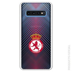 Funda Oficial Cultural y Deportiva Leonesa Escudo trama roja y negra clear para Samsung Galaxy S10