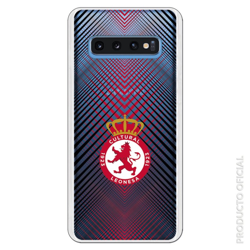 Funda Oficial Cultural y Deportiva Leonesa Escudo trama roja y negra clear para Samsung Galaxy S10