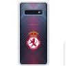 Funda Oficial Cultural y Deportiva Leonesa Escudo trama roja y negra clear para Samsung Galaxy S10