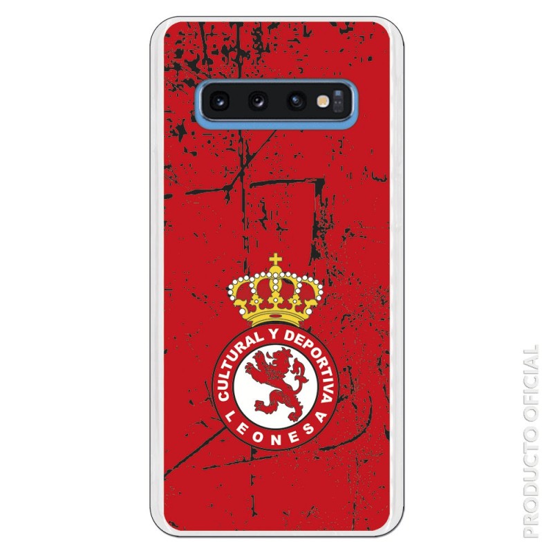 Funda Oficial Cultural y Deportiva Leonesa Escudo rojo textura para Samsung Galaxy S10