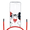 Funda Colgante Transparente para Xiaomi Redmi 9 Oficial de Disney Mickey y Minnie Beso - Clásicos Disney