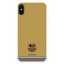 Funda para iPhone X del FC Barcelona Escudo Fondo Mostaza  - Licencia Oficial FC Barcelona