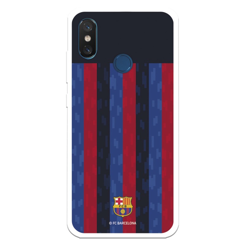 Funda para Xiaomi Mi 8 del FC Barcelona Fondo Rayas Verticales  - Licencia Oficial FC Barcelona