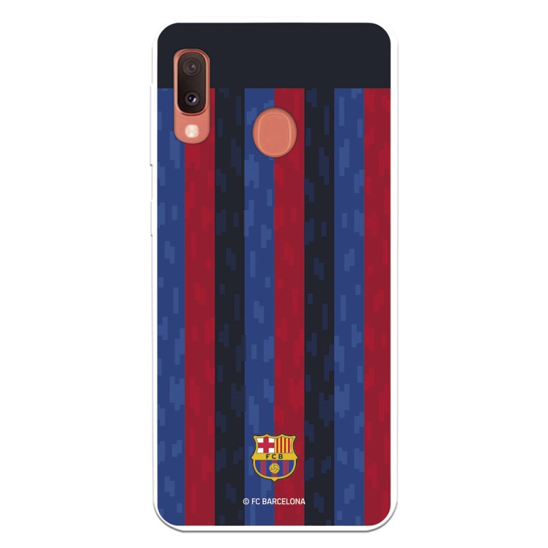 Funda para Samsung Galaxy A20e del FC Barcelona Fondo Rayas Verticales  - Licencia Oficial FC Barcelona