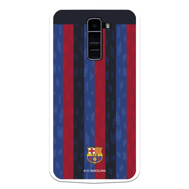 Funda para LG K10 4G del FC Barcelona Fondo Rayas Verticales  - Licencia Oficial FC Barcelona