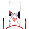 Funda Colgante Transparente para iPhone 11 Pro Oficial de Disney Mickey y Minnie Beso - Clásicos Disney