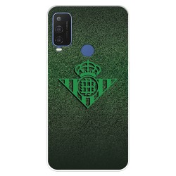 Funda para Alcatel 1 L Pro del Real Betis Balompié Escudo Verde Fondo trama  - Licencia Oficial Real Betis Balompié