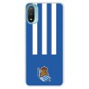 Funda para Motorola Moto E30 del Real Sociedad de Fútbol Real rayas verticales  - Licencia Oficial Real Sociedad de Fútbol