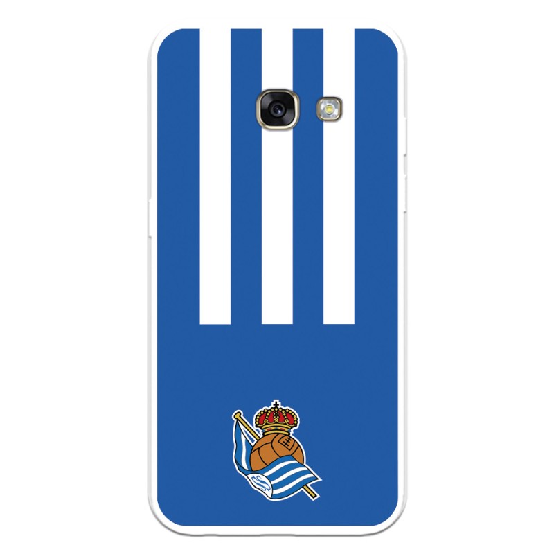 Funda para Samsung Galaxy A3 2017 del Real Sociedad de Fútbol Real rayas verticales  - Licencia Oficial Real Sociedad de Fútbol