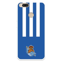 Funda para Xiaomi Mi A1 del Real Sociedad de Fútbol Real rayas verticales  - Licencia Oficial Real Sociedad de Fútbol