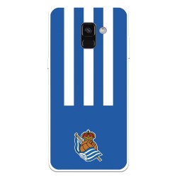 Funda para Samsung Galaxy A8 2018 del Real Sociedad de Fútbol Real rayas verticales  - Licencia Oficial Real Sociedad de Fútbol