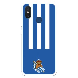 Funda para Xiaomi Mi 8 del Real Sociedad de Fútbol Real rayas verticales  - Licencia Oficial Real Sociedad de Fútbol