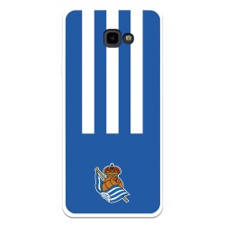 Funda para Samsung Galaxy J4 Plus del Real Sociedad de Fútbol Real rayas verticales  - Licencia Oficial Real Sociedad de Fútbol