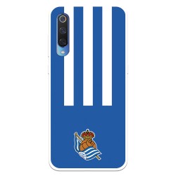 Funda para Xiaomi Mi 9 del Real Sociedad de Fútbol Real rayas verticales  - Licencia Oficial Real Sociedad de Fútbol