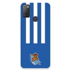 Funda para Alcatel 1S 2021 del Real Sociedad de Fútbol Real rayas verticales  - Licencia Oficial Real Sociedad de Fútbol