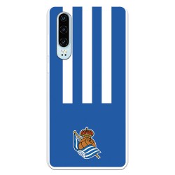 Funda para Huawei P30 del Real Sociedad de Fútbol Real rayas verticales  - Licencia Oficial Real Sociedad de Fútbol