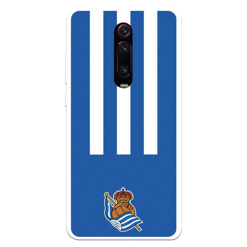 Funda para Xiaomi Mi 9T del Real Sociedad de Fútbol Real rayas verticales  - Licencia Oficial Real Sociedad de Fútbol